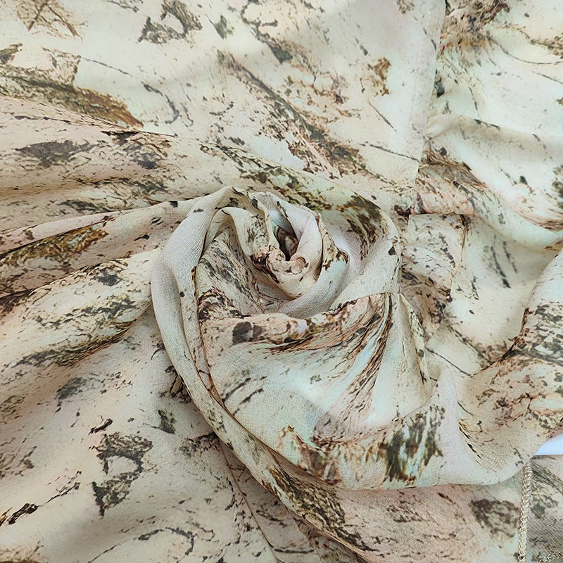 V-neck Irregular Hem Printed Long Sleeve Dress