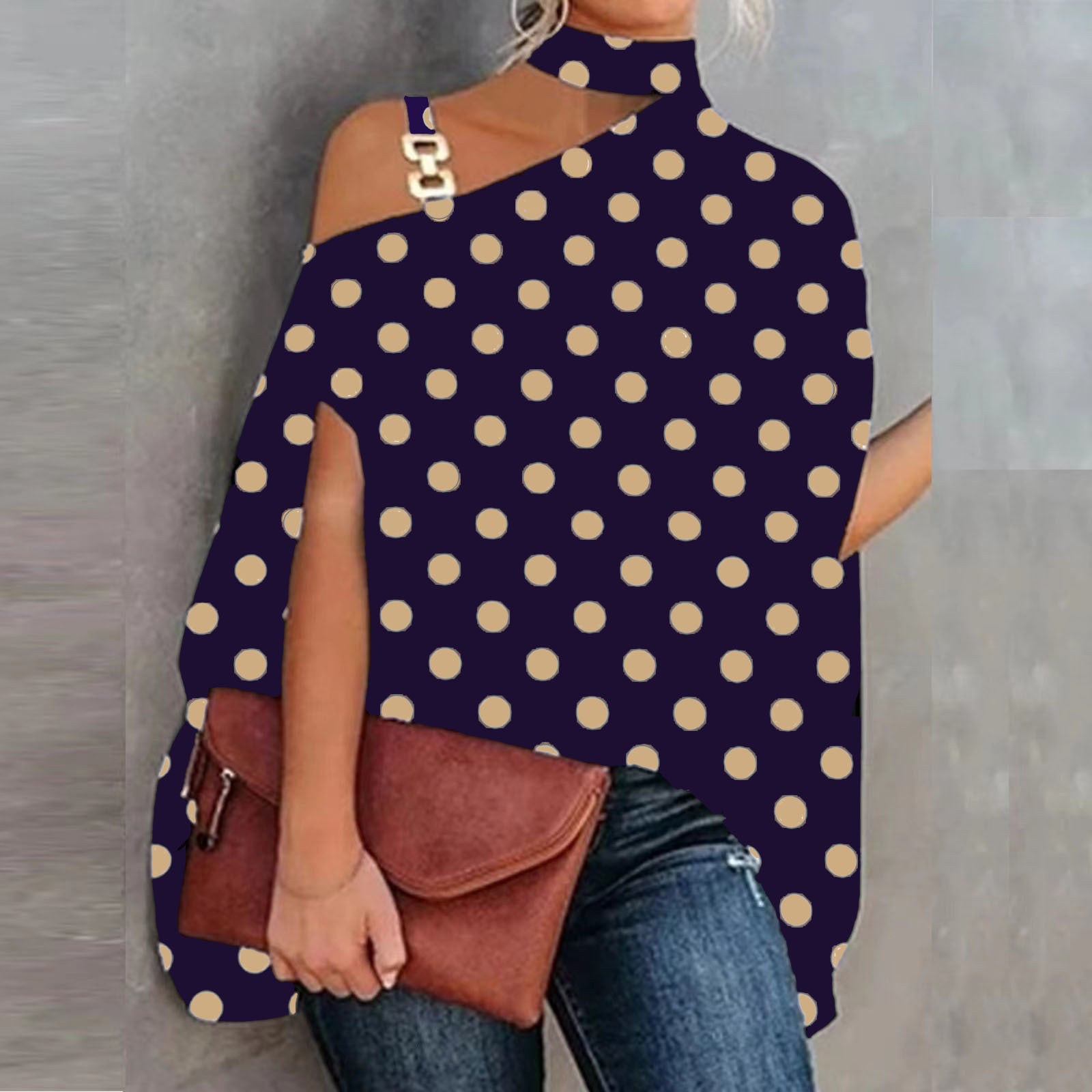 Wear Halter Shawl Printed Elegant Short Sleeve Bat Shirt