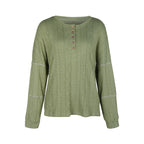 Crew Neck Casual Green Button Jacquard Sweater