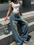 Straight-leg Denim Women's American-style Casual Wide-leg Draggle-tail Trousers