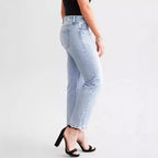Women's Blue High Waist Straight Micro Elastic Jeans