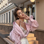 French Women's Lantern Long Sleeve Casual Top