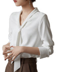 Women's Office Chiffon Commuting Elegant White Shirt